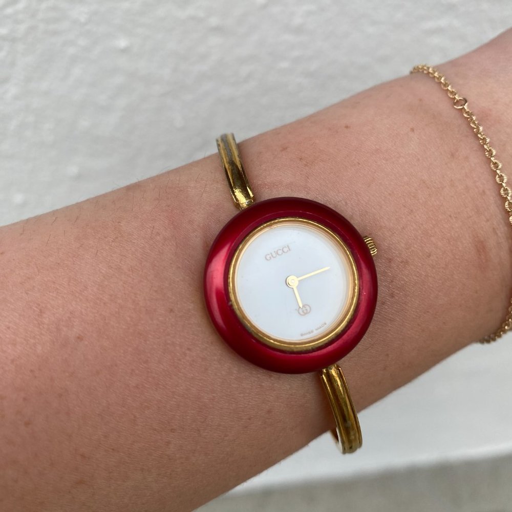 Gucci Change Bezel 11/12.2 Lady Women Watch 4 Bezel Colors Gold Plated 11 12.2